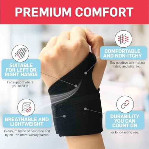 Dr. Arthritis Essentials Wrist Brace for Support & Pain Relief ? Adjustable Wrist Wraps for Stability & Comfort ? Ideal for Recovery, Work, Sports, and Everyday Use (Black Single)