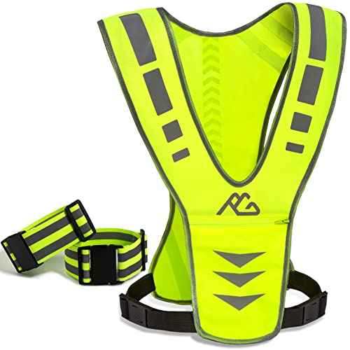 Reflective Running Vest Gear with Reflective Bands for Women Men Safety Reflective Vest for Walking Running Cycling at Night