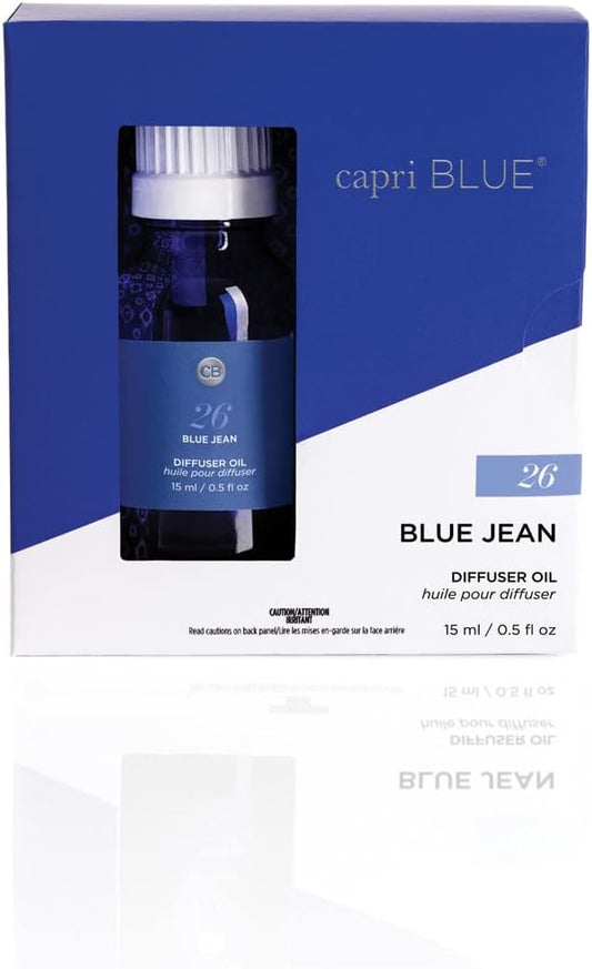 Capri Blue Diffuser Oil Refill - Premium Fragrance Oil - Use with Electric or Ultrasonic Diffusers for Home - Long Lasting Clean Scent (Blue Jean, 0.5 fl oz)