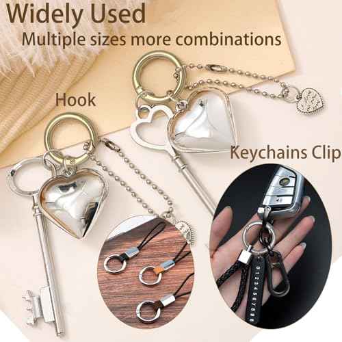 Round Carabiner Circle Clips Rings with Quick Release Key Ring Keychain Clips for Accessory & Keychain (16Silver)