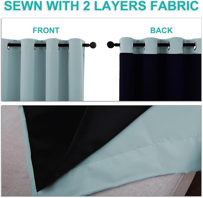 NICETOWN 100% Blackout Curtains 84 inches Long, Sky Blue, 52 inches Wide