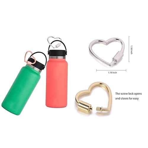 6 pcs 30mm Heart Shape Carabiner Aluminum Ring Keychain Carabiner Bulk Hook Bag for Camping Hiking Fishing Travel Dog Leash by