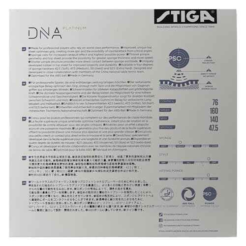 Stiga DNA Platinum M Table Tennis Rubber | Medium Hard Professional Table Tennis Sheet for Maximum Control & Powerful Spins - Full Stroke Control - Made in Germany