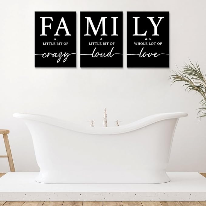 GUBIYU Black Home Wall Art for Living Room Family Sign Prints Canvas Painting