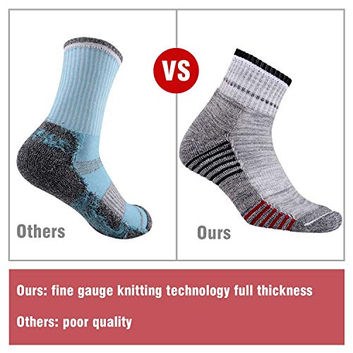 FEIDEER Men's Walking Hiking Socks, Wicking Cushion Quarter Crew Socks for Mens Outdoor Sports, 3/4/5 Pair, 6-15 Size
