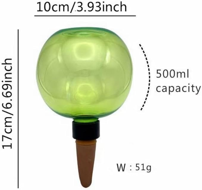 Komorebi Large Plant Watering Ball 17.6 oz- Top-Fill-Self Water Planter Indoor/Outdoor Plastic Slow-Release Water Ball Terracotta for Plants (4, Transparent)