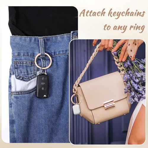 4Pcs Metal O Ring, 2 Inch Keychain Rings, Large Gold Key Rings, Carabiner Keysring Clip, Round Carabiner Clip, Flat Spring O-Ring for Purse Strap, Handbag, Key Chain Hooks Accessories