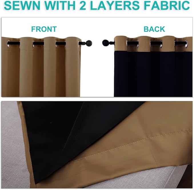 NICETOWN Full Shading Curtains 90" Long 2 Panels Set