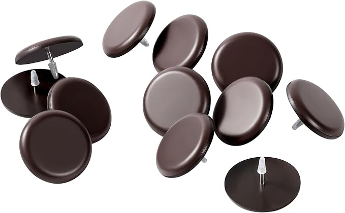 Furniture Glides Sliders-Furnigear PTFE (Teflon) Chair Leg Movers Sliders for Carpet and Hardwood Surface - Move Your Furniture Easily & Safely - Best Floor Protector (1-1/2", Brown-12pack)