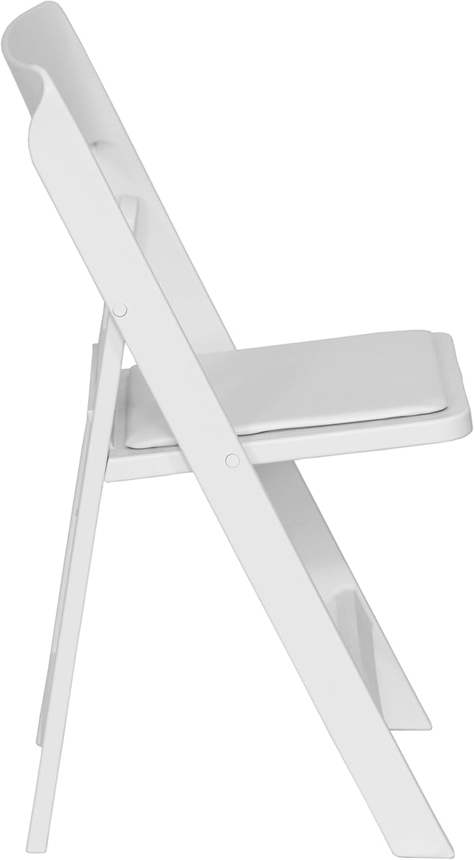 Flash Furniture Hercules Tucker Commercial White Resin Folding Chair - Lightweight, Vinyl Padded Removable Seat, Indoor Outdoor Use, Event & Wedding Ready