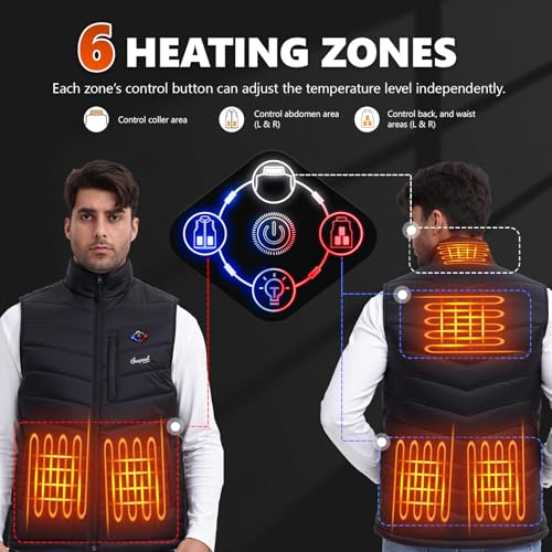 Heated Vest for Men with Battery Pack Included, 7.4V Rechargeable Electric Heating Vest, Smart Temp. Control