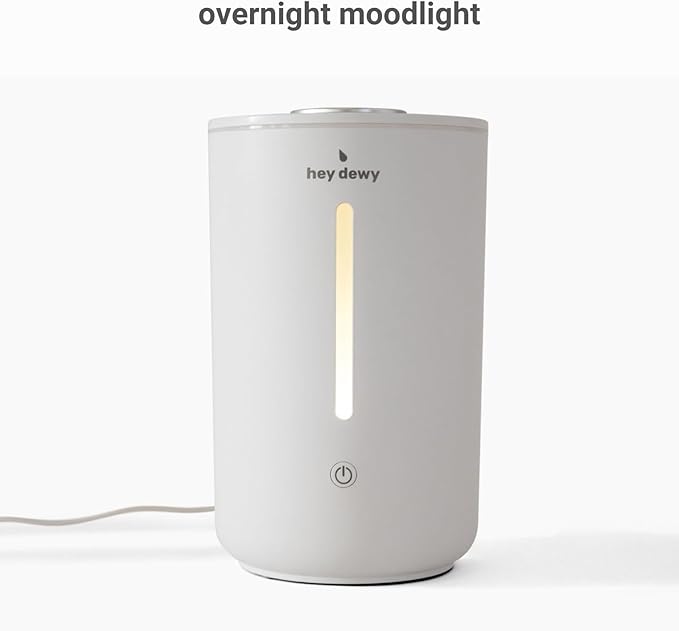 Hey Dewy Wellness Humidifier - for home, office, bathroom spa, or bedroom, with cool utrasonic mist hydration (Sand)