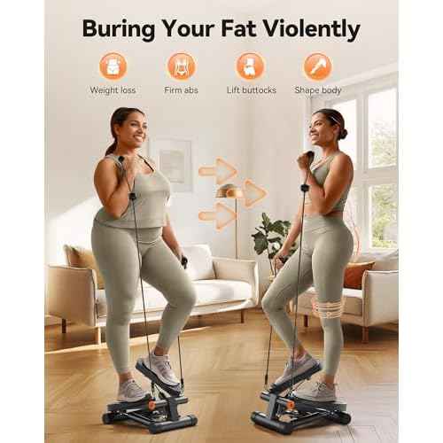 Niceday Steppers for Exercise, Stair Stepper with Resistance Bands, Mini Stepper with 300LBS Loading Capacity, Hydraulic Fitness Stepper with LCD Monitor