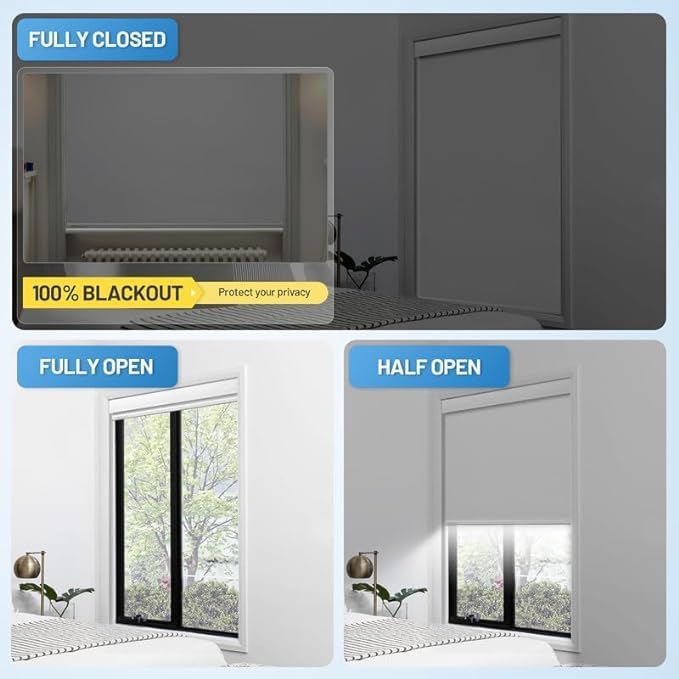 Motorized Blinds with Remote, Cordless Smart Blinds with Valance Cover