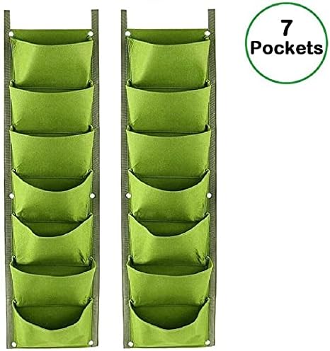 LITLANDSTAR Hanging Planter Bags, 2 Pack 7 Pocket Hanging Vertical Wall Planter