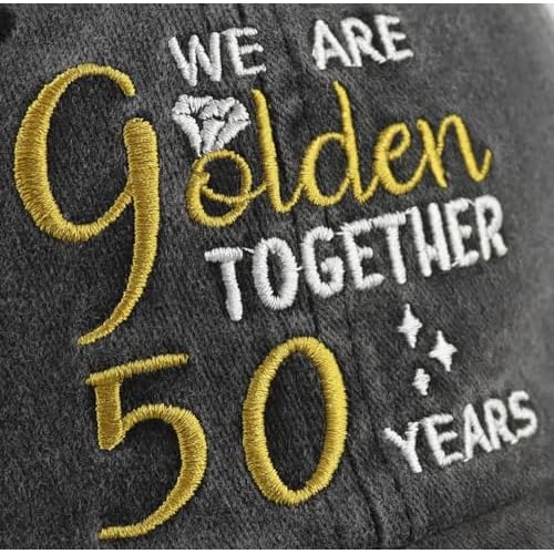 We are Golden Together 40 50 60 Years Hats for Men Women, Adjustable Cotton 50th Wedding Anniversary Baseball Cap