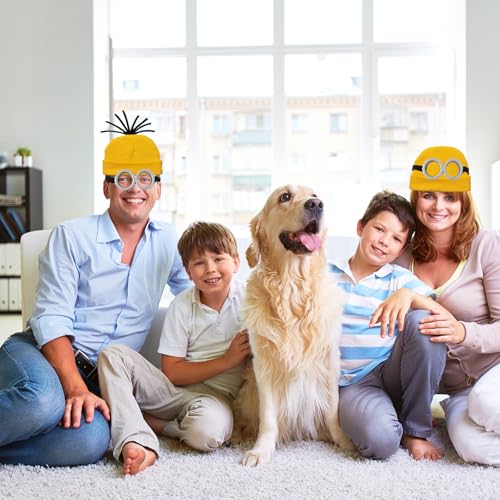 12PCS Halloween Costume Accessories Yellow Beanie Knit Hat Goggles Glasses Gloves for Halloween Cosplay Set