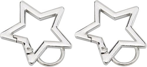 2Pcs Silver Star Shaped Stainless Steel Keychain Clip Carabiner Snap Hook Holder Star Carabiner Hook Clip Key Holder Carabiner Clip for Keys and Wallet with Key Chain Rings Accessories, Car Keychain