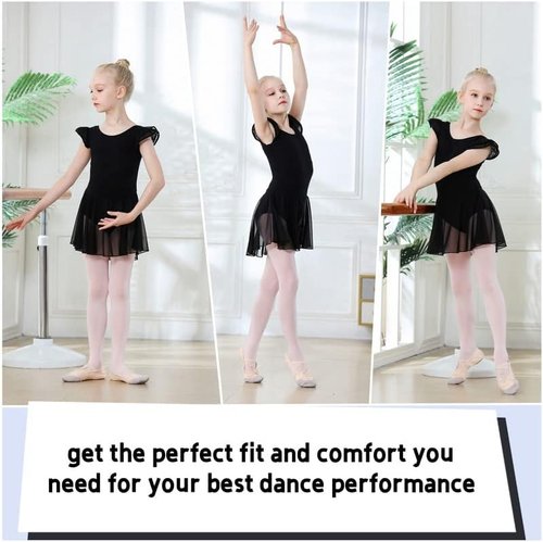 DIPUG Ballet Leotards for Girls - Flutter Sleeve Design with Criss-Cross Back | Toddler Sizes Available
