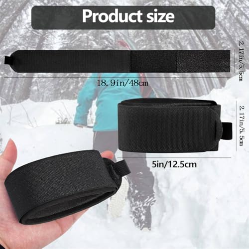 6 PCS Ski Fastener Straps Adjustable, Ski Straps, Ski Straps for Carrying, Ski Bands Tapes with Protector Pads Adjustable, Ski Fastener Straps for Ski Boards Poles Winter Sports Accessories Black