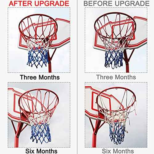Basketball Net Replacement, 2025 Upgrade Thick Professional Basketball Nets Heavy Duty Outdoor, All Weather Anti Whip Color Never Fade -12 Loops (Red White Blue)