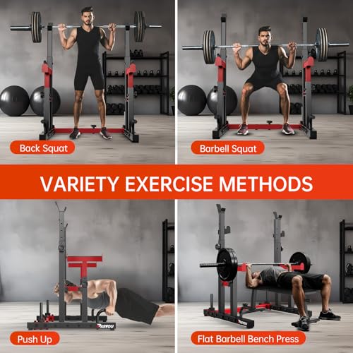 PASYOU Adjustable Squat Rack, Heavy-Duty Gym Rack Stand, Multi-Function Weight Rack Stand with Spotters, Push Up Portable Strength Training Dumbbell Rack, Max Load 550lbs