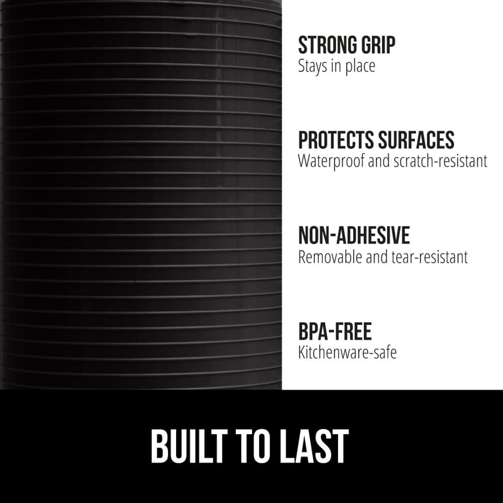 GORILLA GRIP DuraGuard Shelf Liner, 20x20 Non-Adhesive Cabinet Liners for Kitchen Drawers, Shelves, Refrigerator, Pantry Storage, Bathroom Closet, Durable Waterproof BPA Free Ribbed Plastic, Jet Black