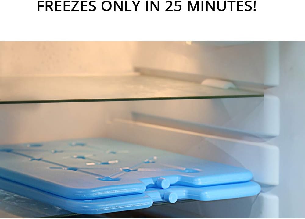 XL Large Ice Packs for Coolers - Slim Freezer Packs for Camping- Long Lasting Reusable Dry Ice Blocks, 13 x 10 x 0.5 inch, Quick Freeze - Set of 4