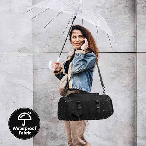 Gym Bag for Men Women with Shoes Compartment - Duffle Bag, Travel Backpack, Sports Backpack, Weekender Overnight Bag with Wet Pocket - Black, MIYCOO