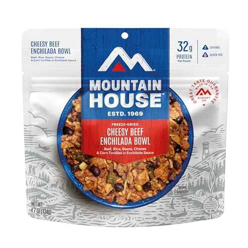 Mountain House GlutenFree Cheesy Beef Enchilada Bowl FreezeDried Food for Camping, 12 Servings, 30Year ShelfLife