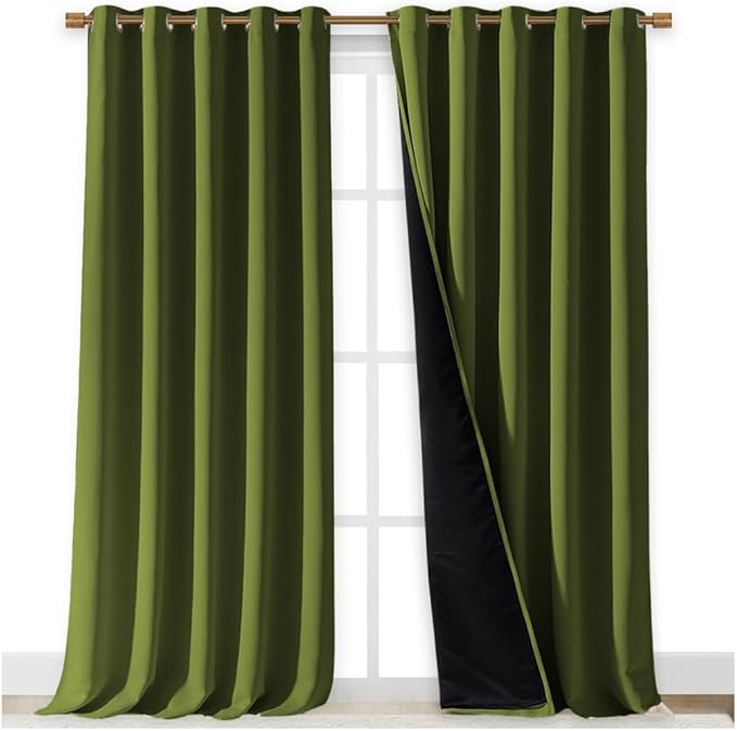 NICETOWN 100% Blackout Blinds, 70 inches x 108 inches, Olive Green, Laundry