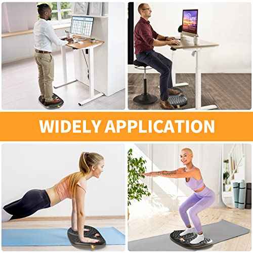Trobing Standing Desk Mat Balance Board with Rollerball, Wooden Wobble Anti Fatigue Mat Balance Board for Standing Desk, Home Office Non-Slip Comfort Floor Mat to Relieve Foot, Knee, and Back Pain