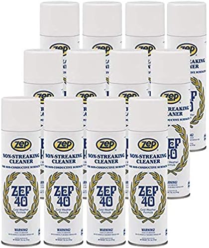 Zep 40 Non-Streaking Cleaner - 18 oz (Case of 12) 14401 - Heavy-Duty Foaming Action Aerosol Formulated for Non-Conductive Surfaces, Ideal for Cold Weather Conditions.