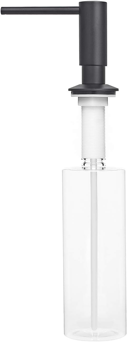 Samodra Sink Soap Dispenser, Metal Pump Head Liquid Lotion Countertop Kitchen Bathroom Soap Dispenser with 17 OZ PET Bottle (Black Matte)