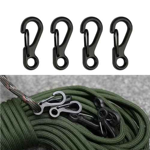 Stainless steelMini SF Carabiner Clips Tiny Spring Snap Hook Keychain Clasps EDC Small Hanging Buckle for Backpack Camping Bottle Using Accessories Paracord Tactical Survival Gear£¨4-PCS £©