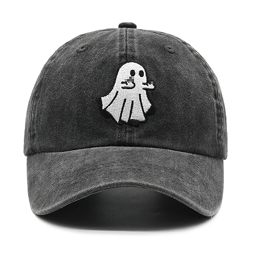 Waldeal Ghost Embroidered Hat, Adjustable Halloween Decorations Spooky Boo Baseball Cap for Men Women