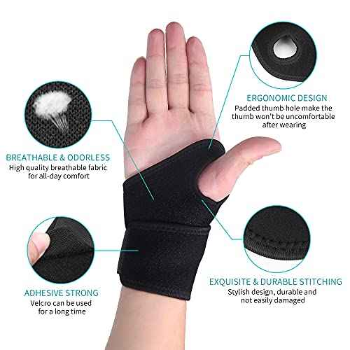 Wrist Brace for Carpal Tunnel, Breathable and Adjustable Wrist Support Brace for Arthritis and Tendinitis, Wrist Compression Wrap for Pain Relief, One Size Fits Left or Right Hand ? Single
