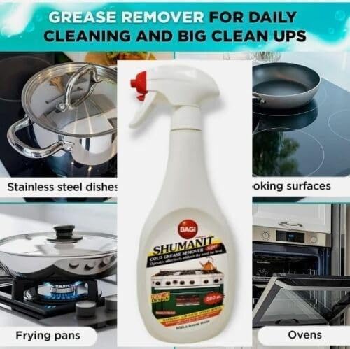 Bagi SHUMANIT - 16.9 Oz Cold Grease Remover. Spray for The immediate Removal of Stubborn and Burnt fats/Grease: 12Pk