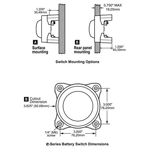 Blue Sea Systems 5511e e-Series Battery Switch Dual Circuit Plus, 32V DC, 350A, Red