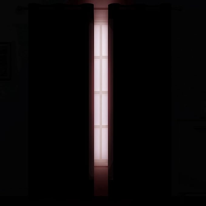 LEMOMO Red Thermal Blackout Curtains/38 x 84 Inch/Set of 2 Panels Room