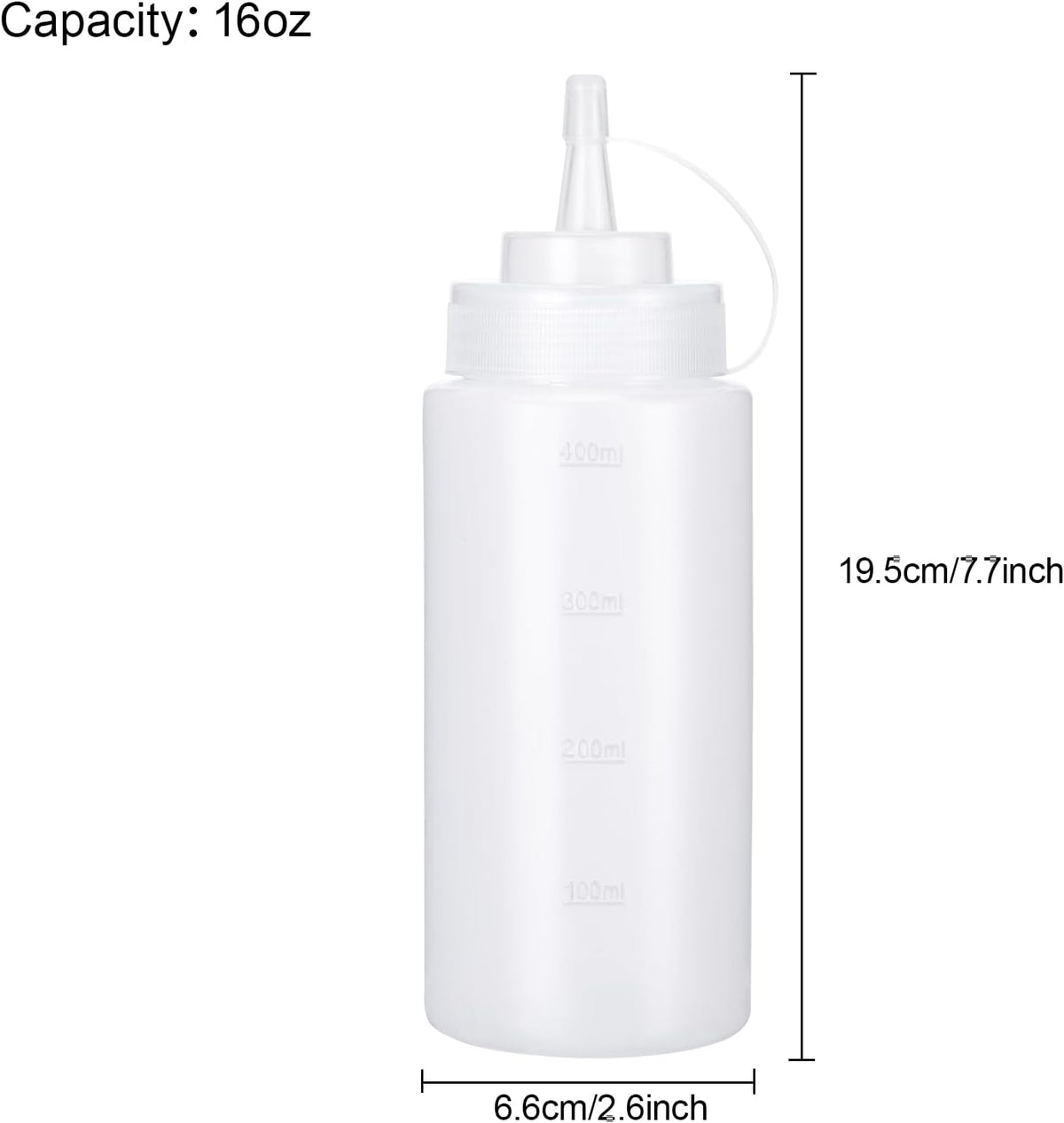 Condiment Squeeze Bottles Ketchup Dispenser, 4 Pack 16oz Squeeze Bottles for Liquids, Plastic Sauce Bottle with Cap Lid, Squirt Bottles for Sauces Liquids BBQ Dressing Pancake Art