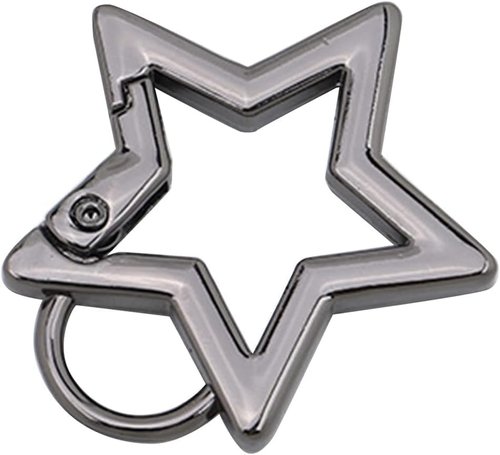 Silver Star Shaped Stainless Steel Keychain Clip Carabiner Snap Hook Holder Star Carabiner Hook Clip Key Holder Carabiner Clip for Keys and Wallet with Key Chain Rings Accessories, Car Keychain