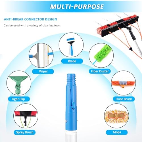Telescopic Window Cleaner Kit - 3-12m Extendable Pole Adjustable 55cm Brush Head Water Fed System for Efficient Solar Panel & Conservatory Roof Cleaning Tool