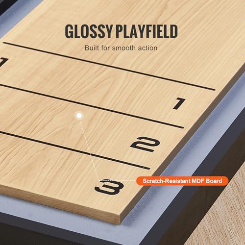 VEVOR Shuffleboard and Curling 2 in 1 Board Games, 45" Portable Tabletop Set, Two Sided Tabletop Shuffleboard with 8 Rolling Pucks, Shuffleboard and Curling Combo Game Set for Kids and Family