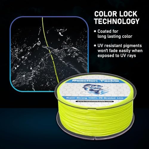 Reaction Tackle Braided Fishing Line - Pro Grade Power for Saltwater & Freshwater Fishing - High Visibility Color
