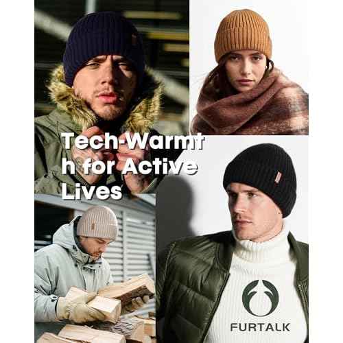 FURTALK Double Layer Winter Hats for Men Women Beanie Thick Cuffed Warm Ski Hats