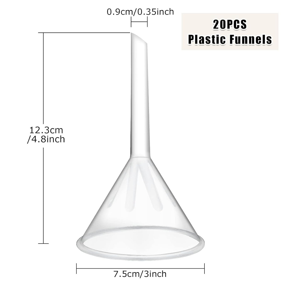 LANIAKEA 20PCS Plastic Funnel Set, 3" Plastic Funnel, Clear Funnels for Filling Bottles, Lab, Water Bottle,Capsule,Oils, Perfume, Liquid