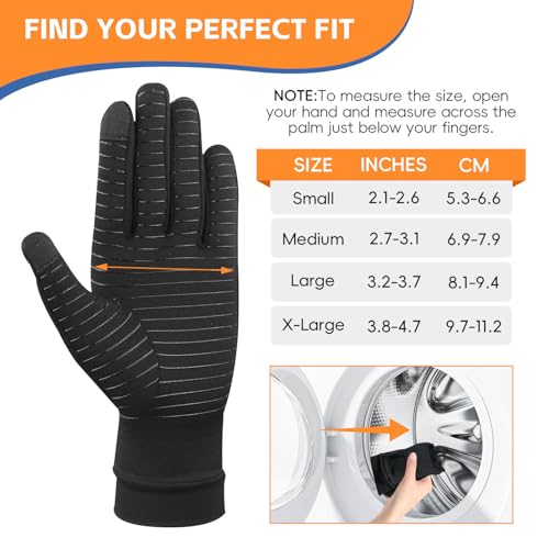 Big Mango Arthritis Gloves, Compression Gloves with Touchscreen Fingers for Women Men, Copper Gloves for Carpal Tunnel Relief, Arthritis Pain Relief, Raynauds, Swelling, Work,Typing,Hand Support (M)
