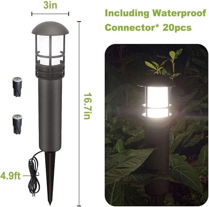 VOLISUN Outdoor LED Landscape Lighting,8-Pack 3W 12V Low Voltage Pathway Lights,Outdoor Waterproof Garden Lights,Aluminum Housing ETL Listed,CRI 90+,5000K Cool White for Driveway Sidewalk