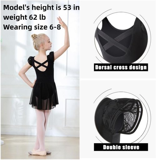 DIPUG Ballet Leotards for Girls - Flutter Sleeve Design with Criss-Cross Back | Toddler Sizes Available